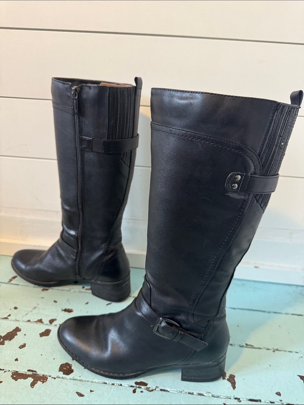 Naturerlizer Size9M Knee High Waterproof Leather Riding Boot 2” Heel Black